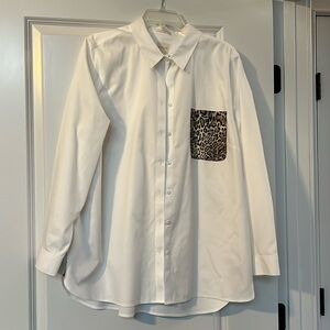 Chico’s 100% Cotton Blouse Leopard Pocket Size 3 (16-18/XL)
